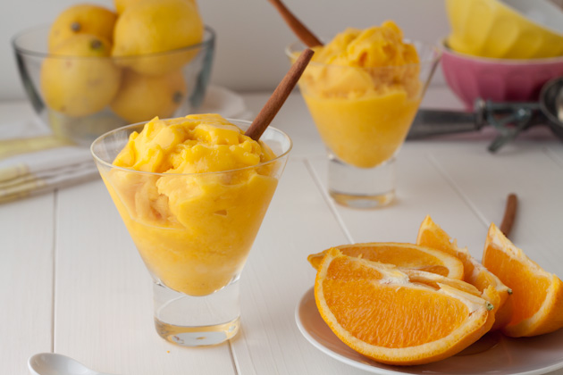 2 minute Mango Citrus Sorbet