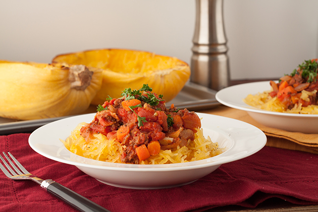 Bison Bacon Spaghetti Squash Bologase