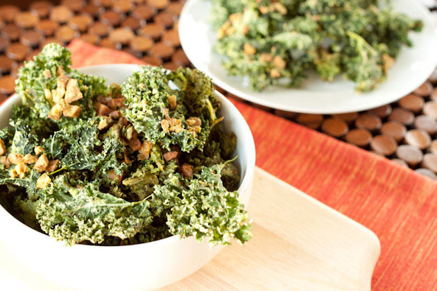 Kale Chips with Vegan Bacon Dressing 2